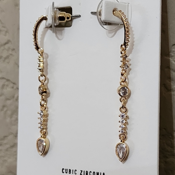 Express Gold Rhinestone dangle earrings NWT - Picture 8 of 14